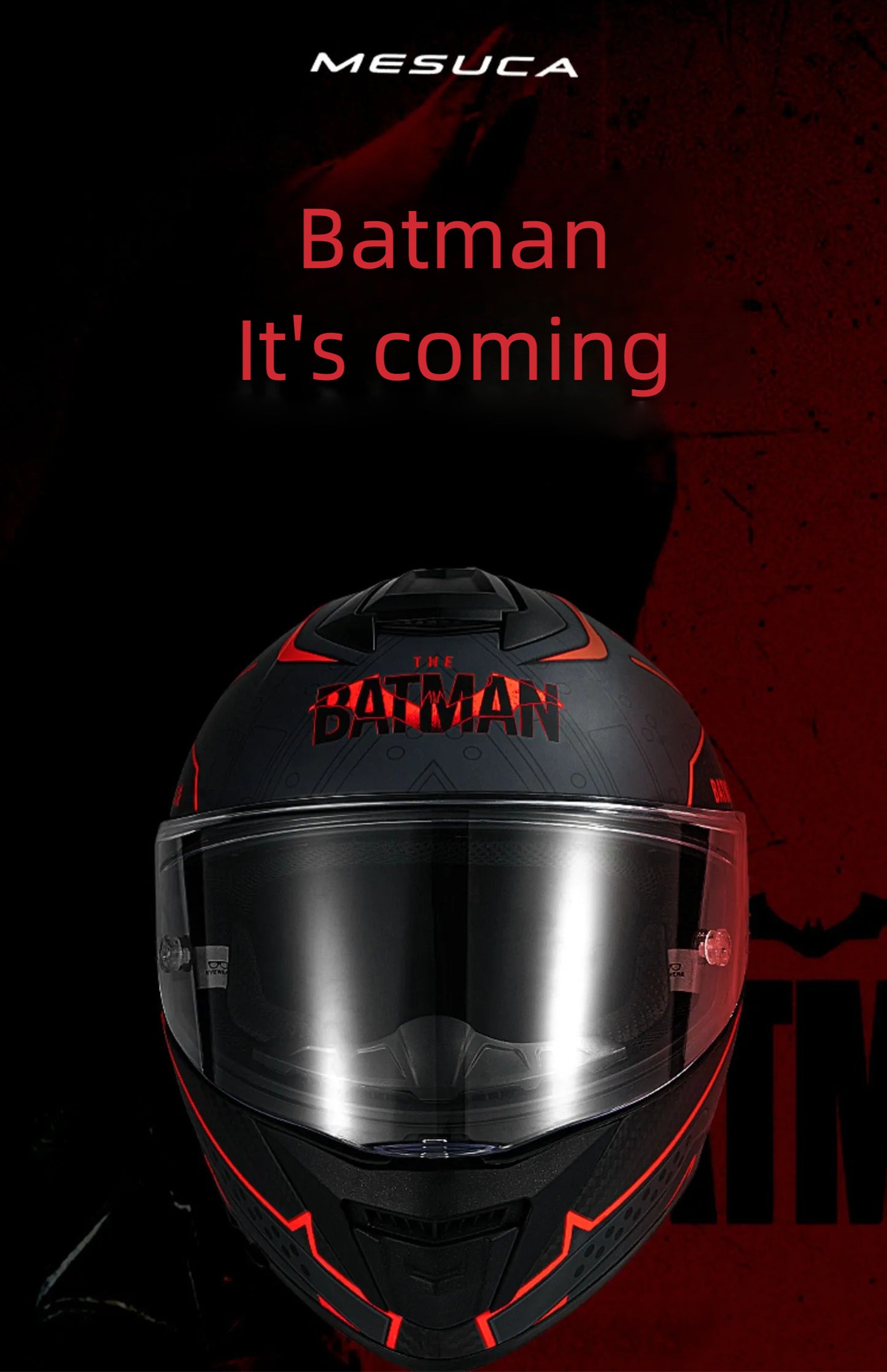 Mesuca DC co-branded Batman carbon fiber night Light helmet